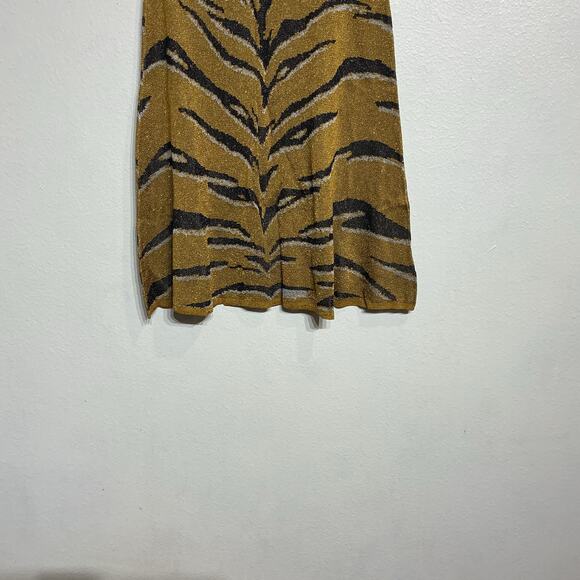 Happy Sheep Gold Metallic Tiger Midi Skirt Sz L NWOT - Picture 4 of 14
